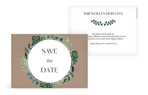 Save-the-Date Karte Greenery Leaves