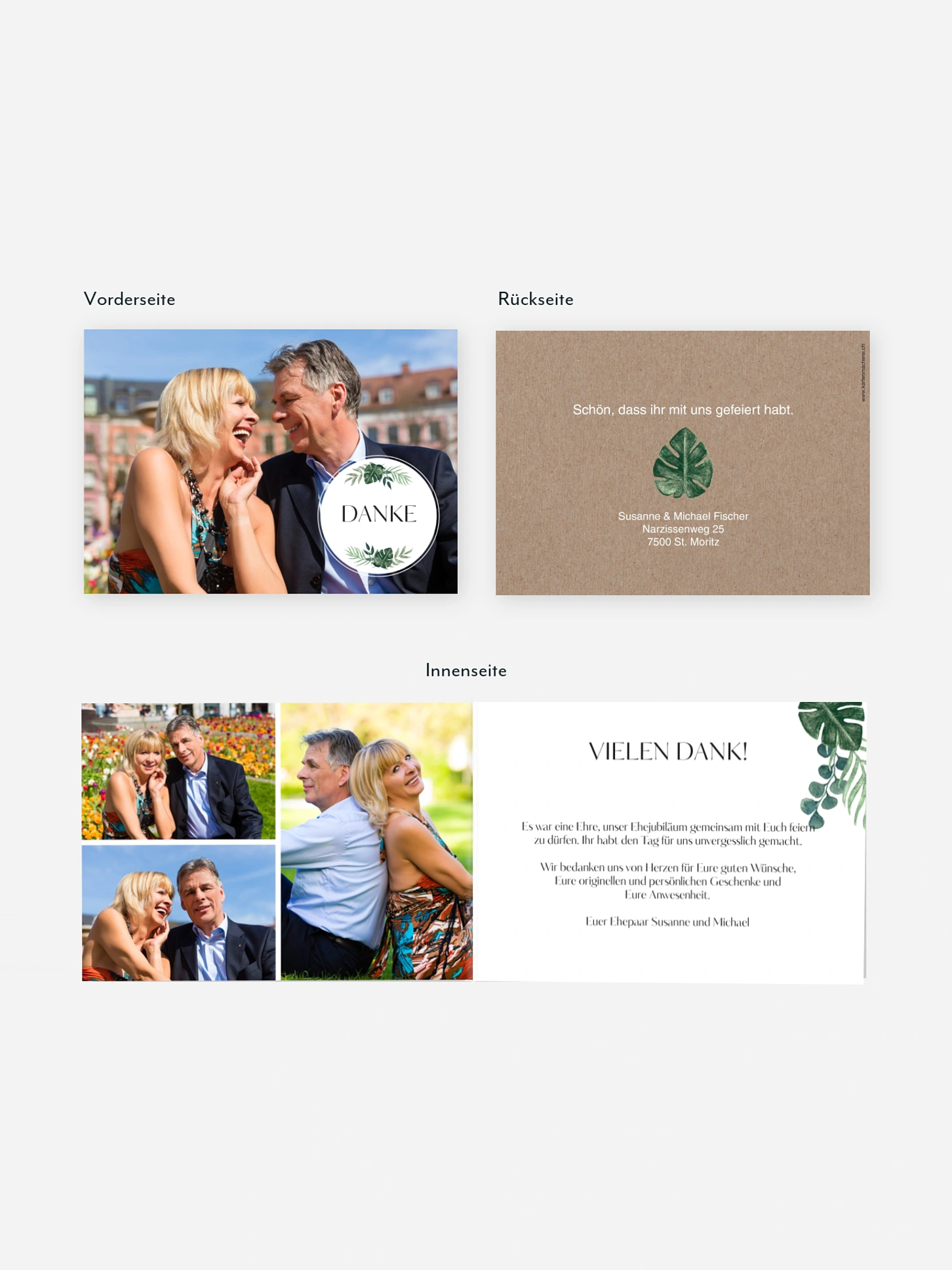 Danksagung zur Silberhochzeit Greenery Leaves