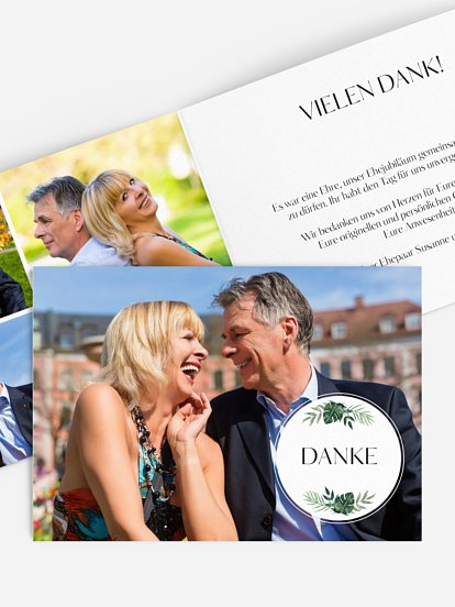 Danksagung zur Silberhochzeit Greenery Leaves