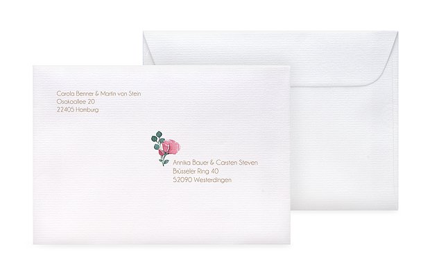 Bedruckter Briefumschlag Hochzeit Vintage Rose