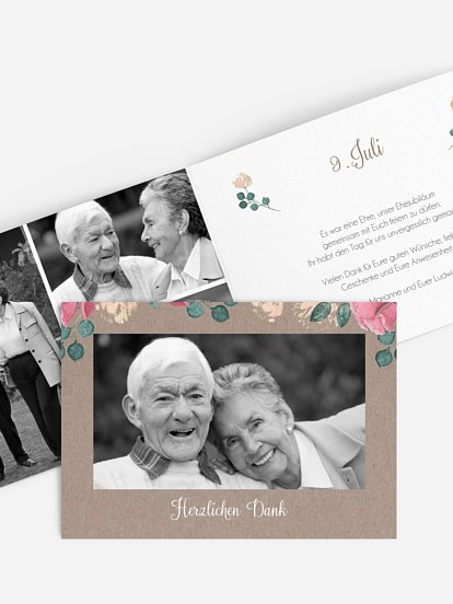 Danksagung zur Goldenen Hochzeit Vintage Rose