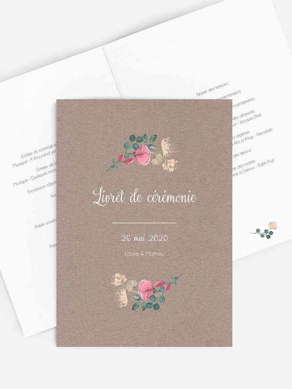 Livret de messe mariage Jardin vintage
