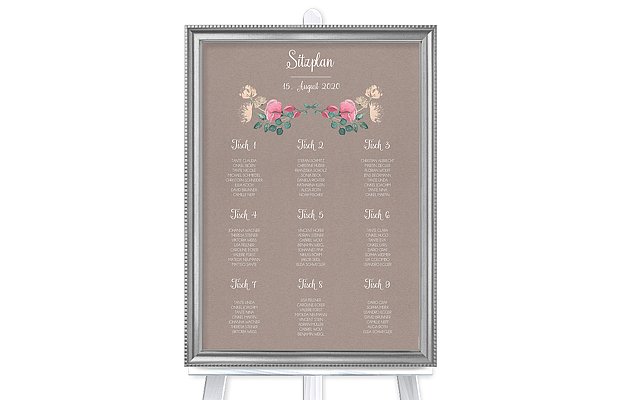 Sitzplan Plakat Vintage Rose