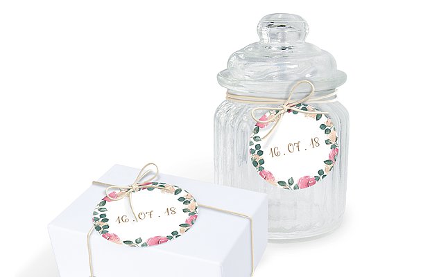 Anhänger mit Band zur Hochzeit Vintage Rose
