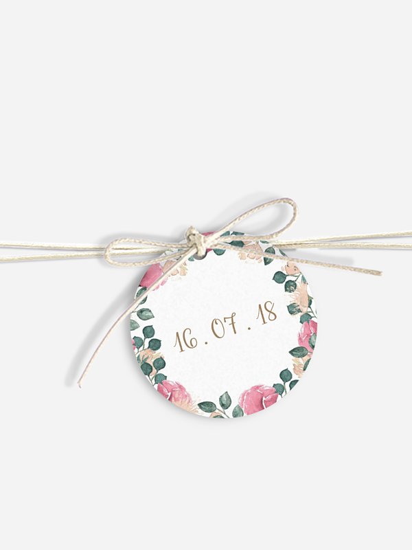 Anhänger mit Band zur Hochzeit Vintage Rose