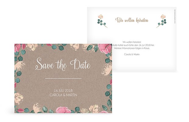 Save-the-Date Karte Vintage Rose