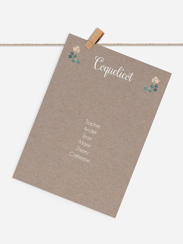 Cartons plan de table mariage Jardin vintage