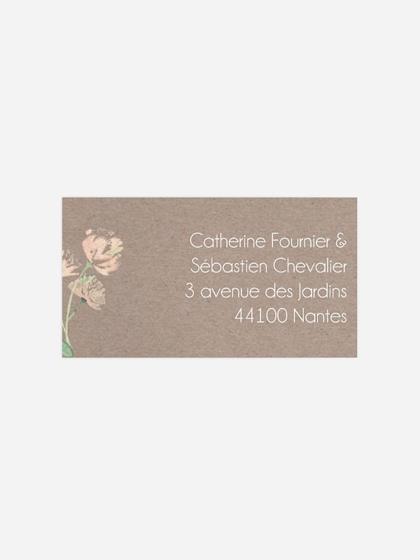 Étiquette destinataire mariage Jardin vintage
