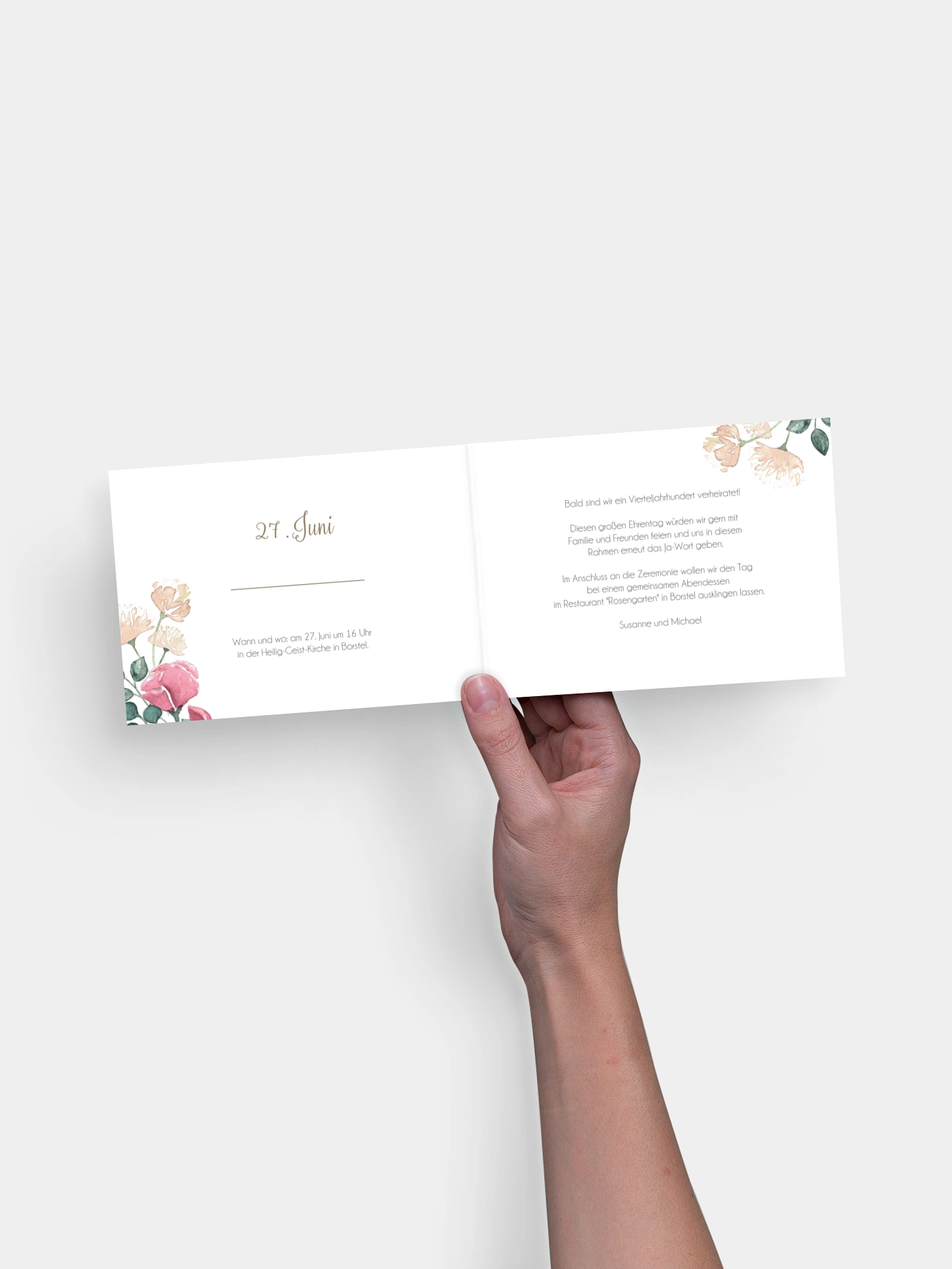 Einladung zur Silberhochzeit Vintage Rose