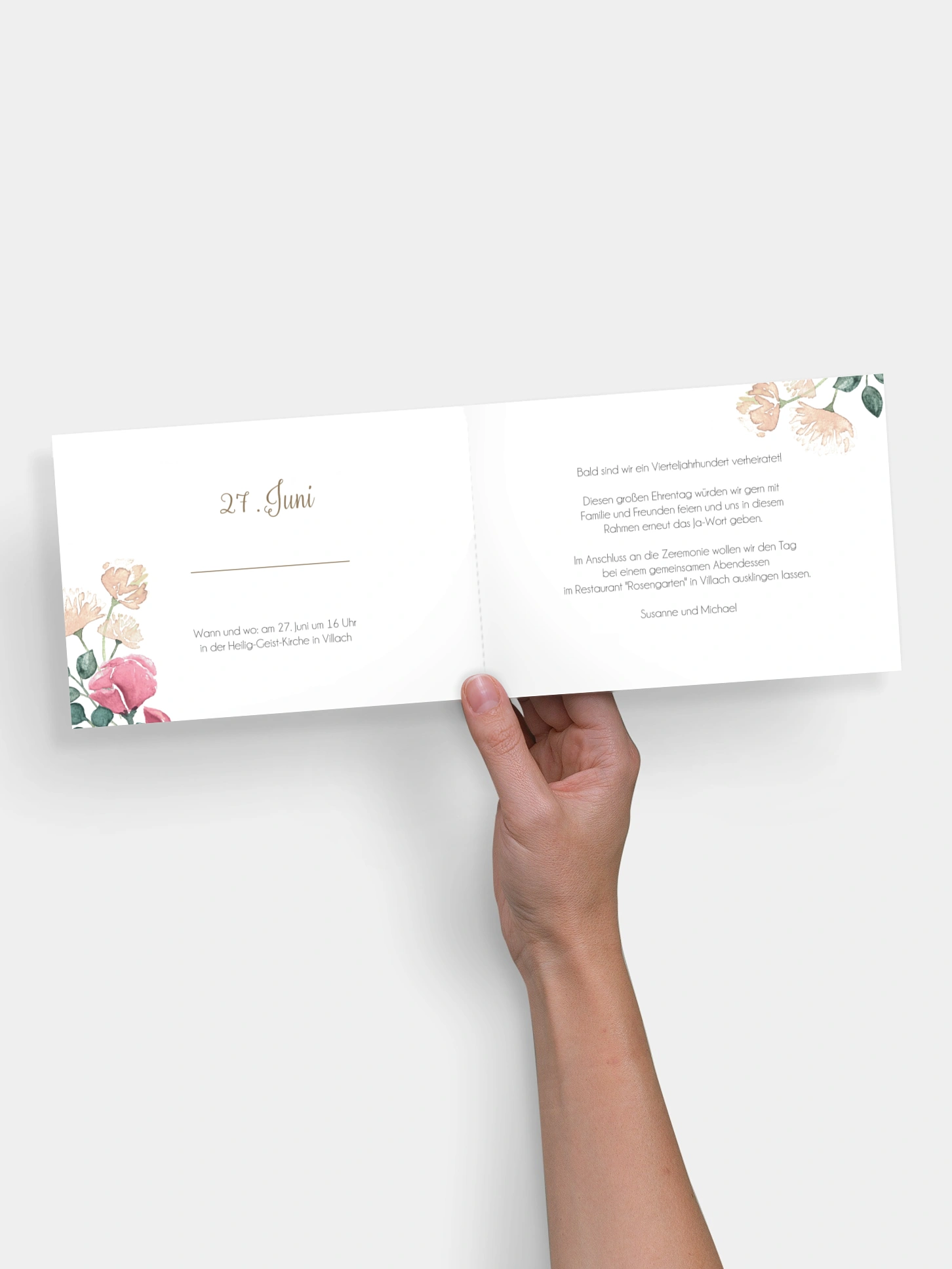Einladung zur Silberhochzeit Vintage Rose