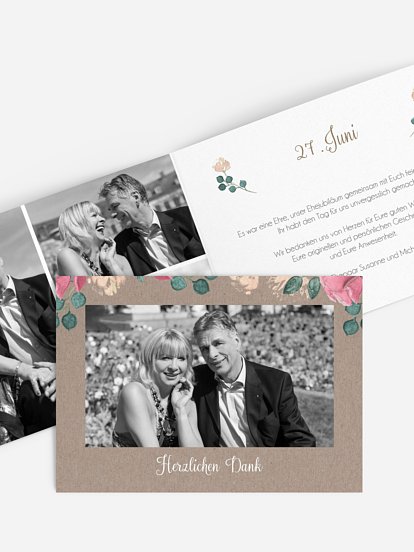 Danksagung zur Silberhochzeit Vintage Rose