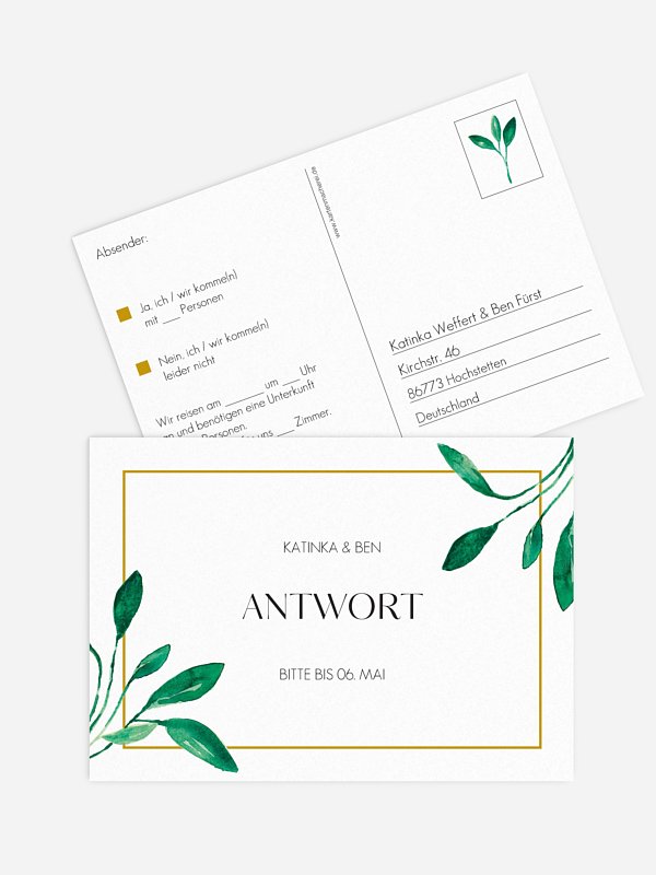 Antwortkarte Hochzeit Botanic Love
