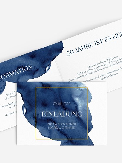 Einladung zur Goldenen Hochzeit Modern Aquarelle