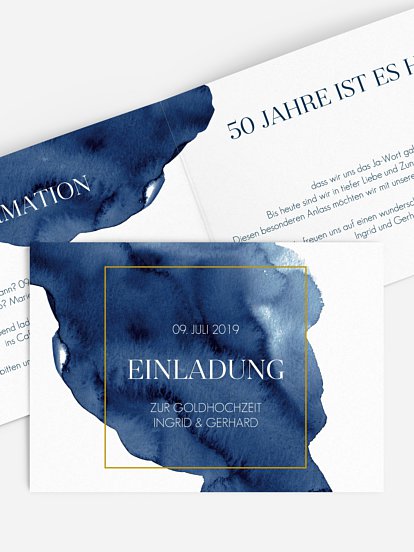Einladung zur Goldenen Hochzeit Modern Aquarelle