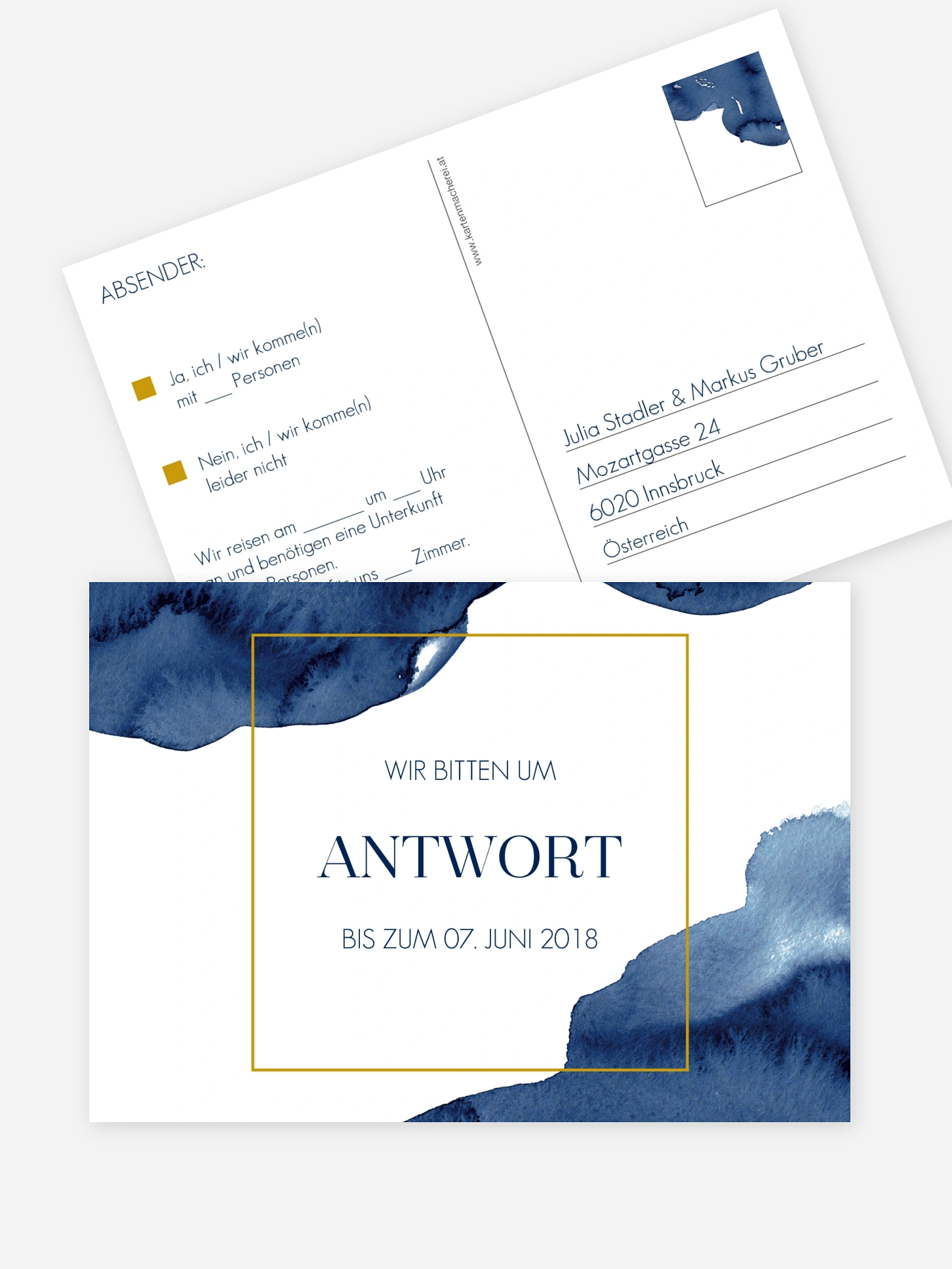 Antwortkarte Hochzeit Modern Aquarelle