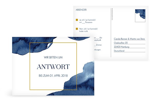 Antwortkarte Hochzeit Modern Aquarelle