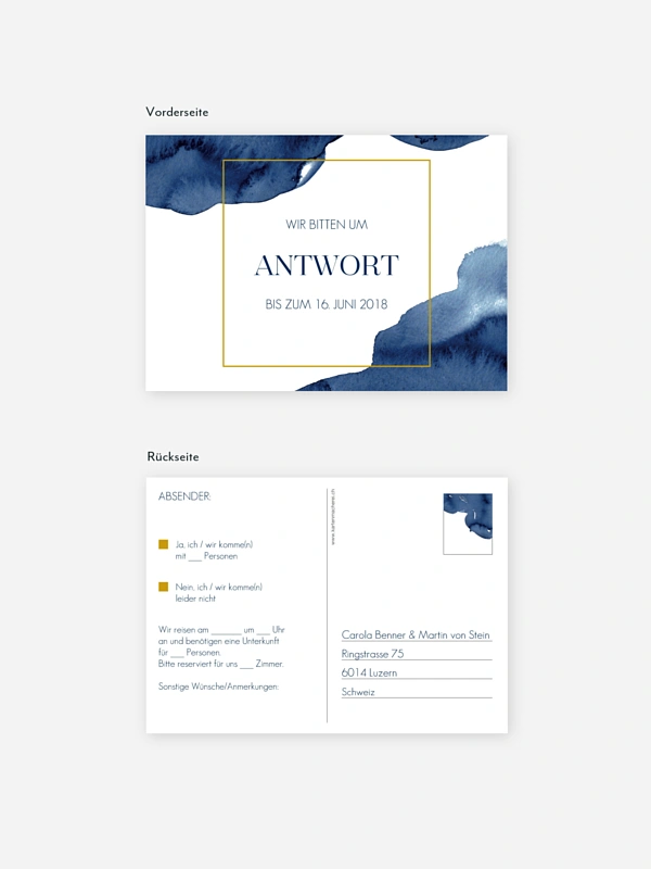 Antwortkarte Hochzeit Modern Aquarelle