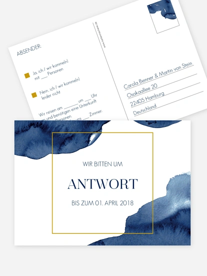 Antwortkarte Hochzeit Modern Aquarelle