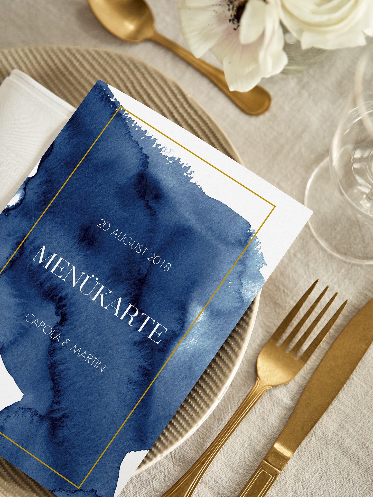 Menükarte Hochzeit Modern Aquarelle