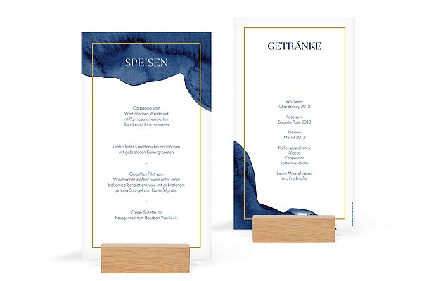 Menükarte Hochzeit Modern Aquarelle