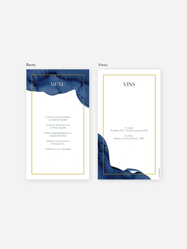 Menu mariage Aquarelle moderne