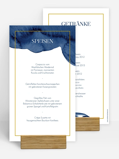 Menükarte Hochzeit Modern Aquarelle