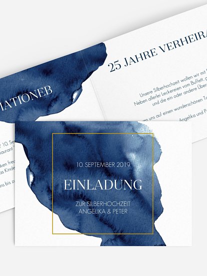 Einladung zur Silberhochzeit Modern Aquarelle