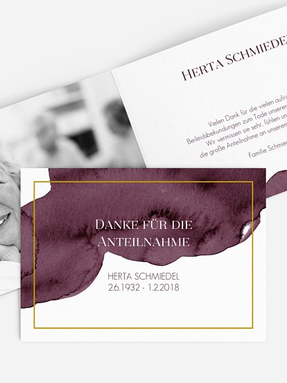 Trauerdanksagung Modern Aquarelle