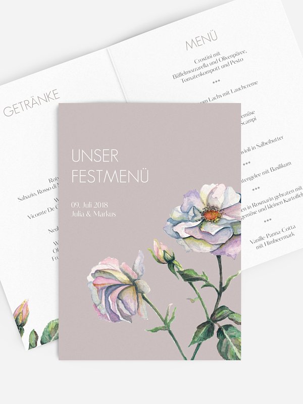 Menükarte Hochzeit Floret