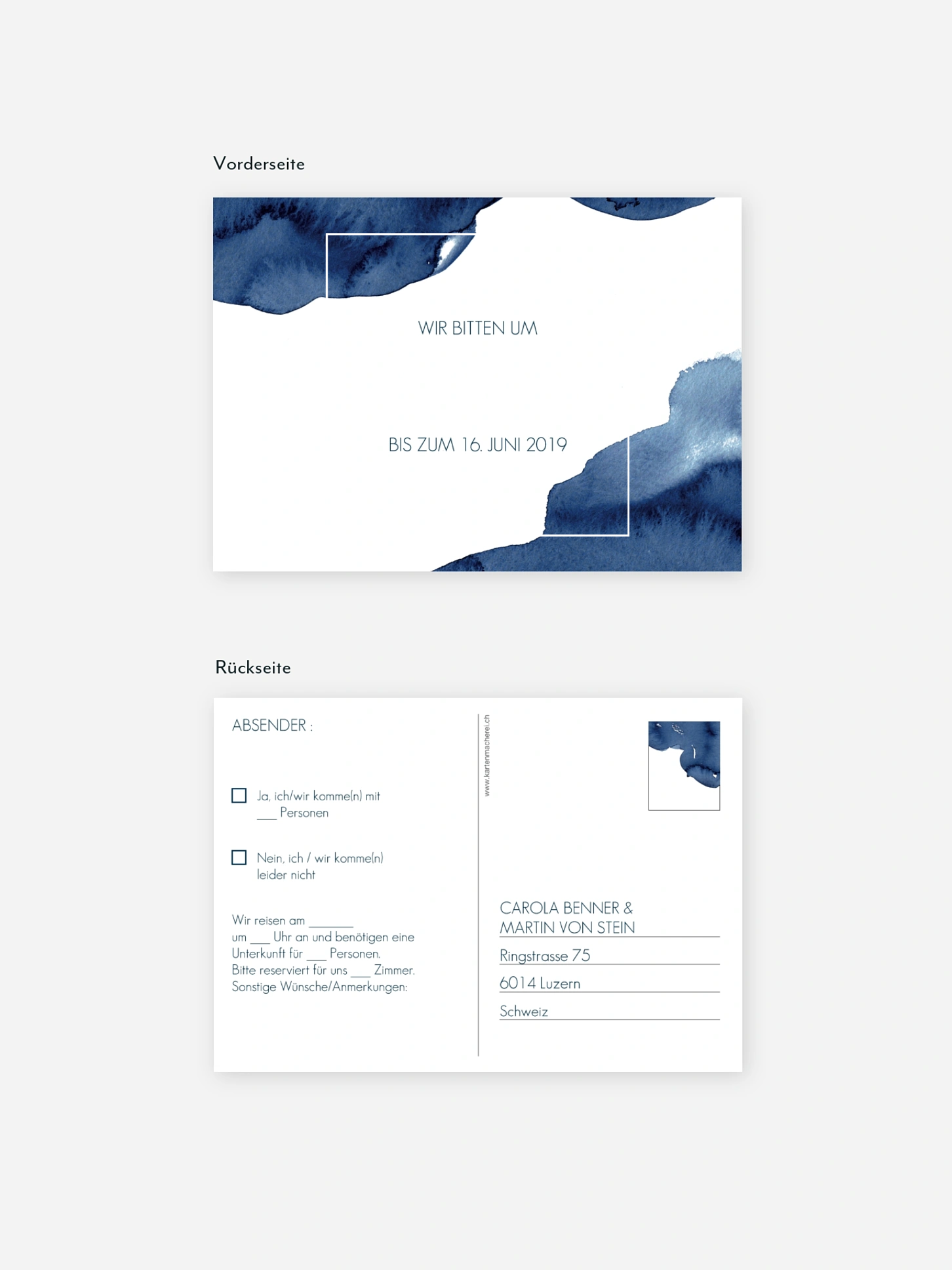 Antwortkarte Hochzeit Modern Aquarelle Premium