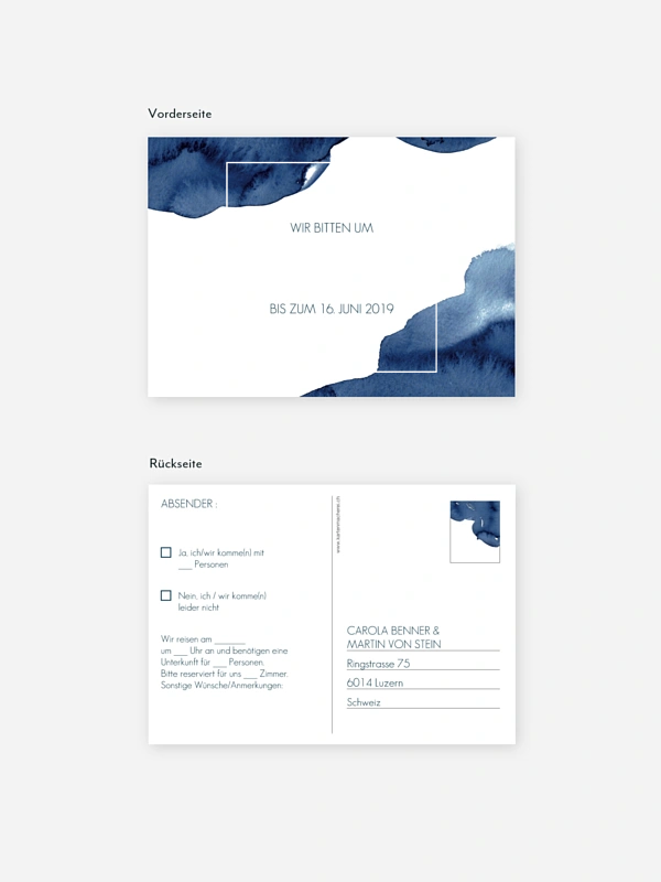Antwortkarte Hochzeit Modern Aquarelle Premium