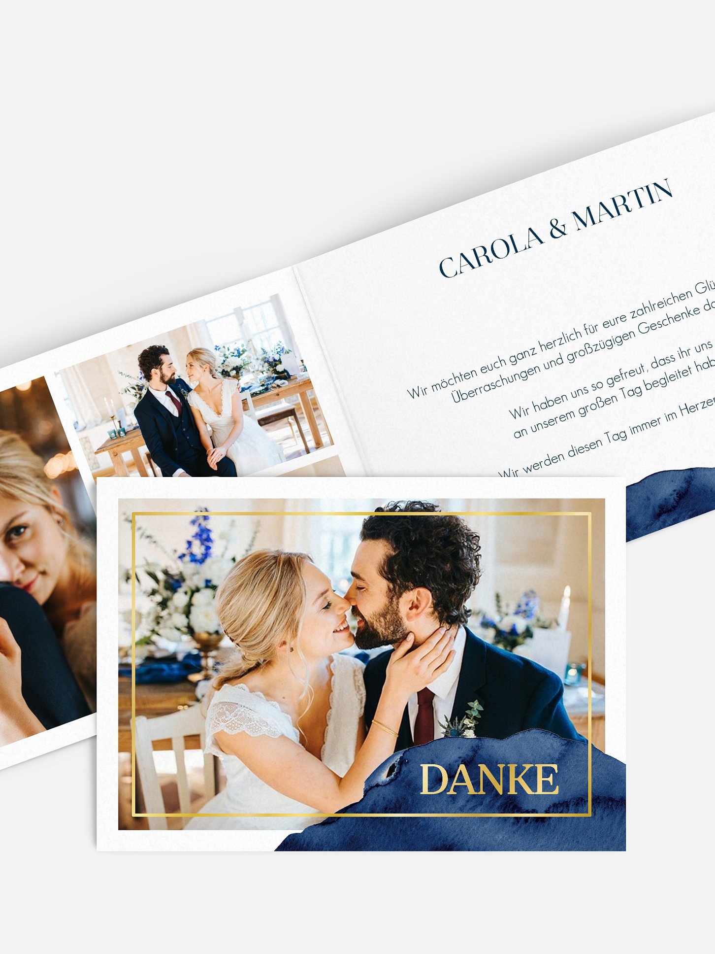 Dankeskarte Hochzeit Modern Aquarelle Premium