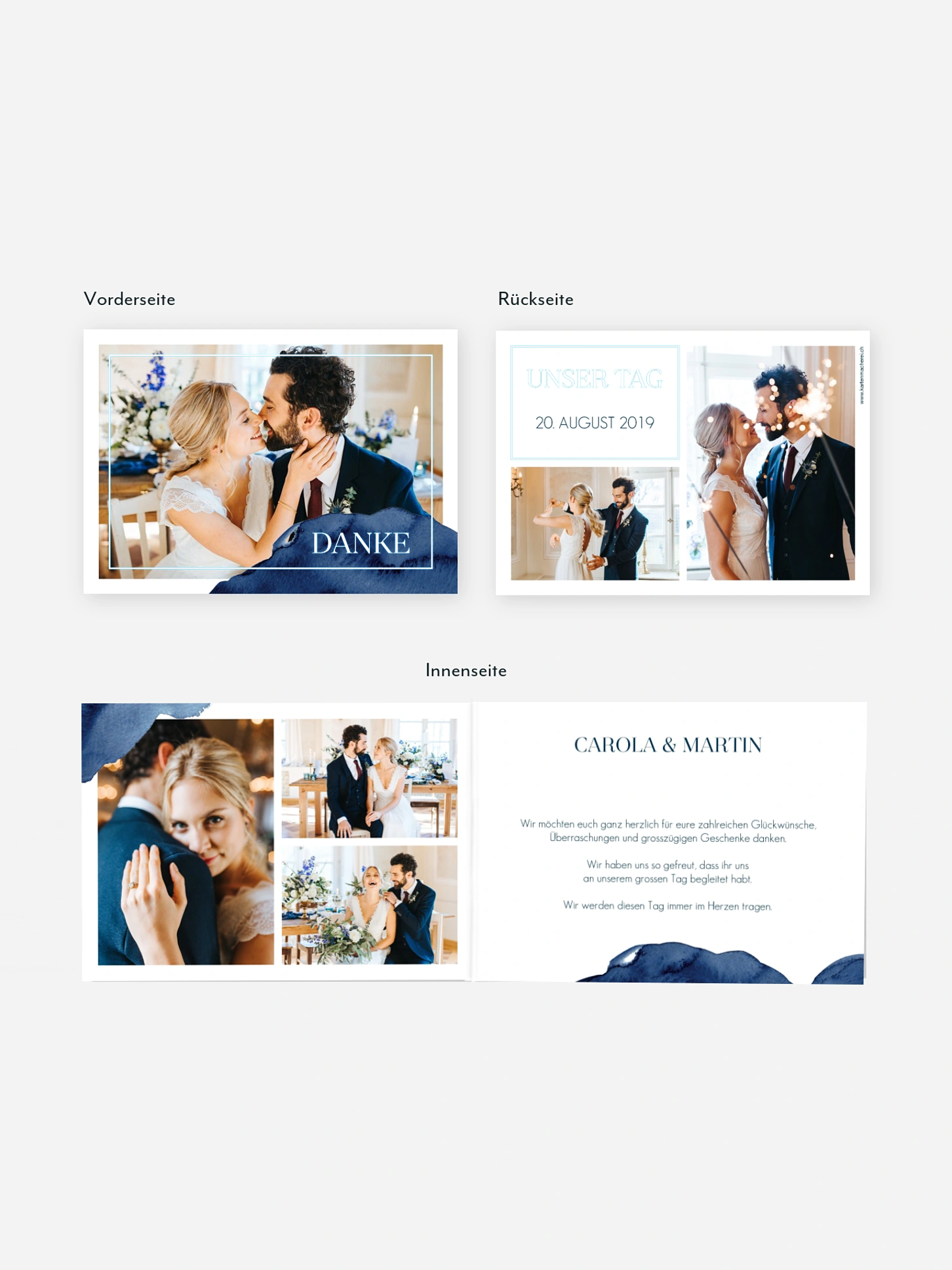 Dankeskarte Hochzeit Modern Aquarelle Premium