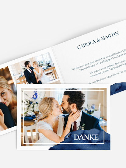 Dankeskarte Hochzeit Modern Aquarelle Premium