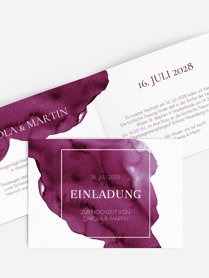 Hochzeitseinladung Modern Aquarelle Premium