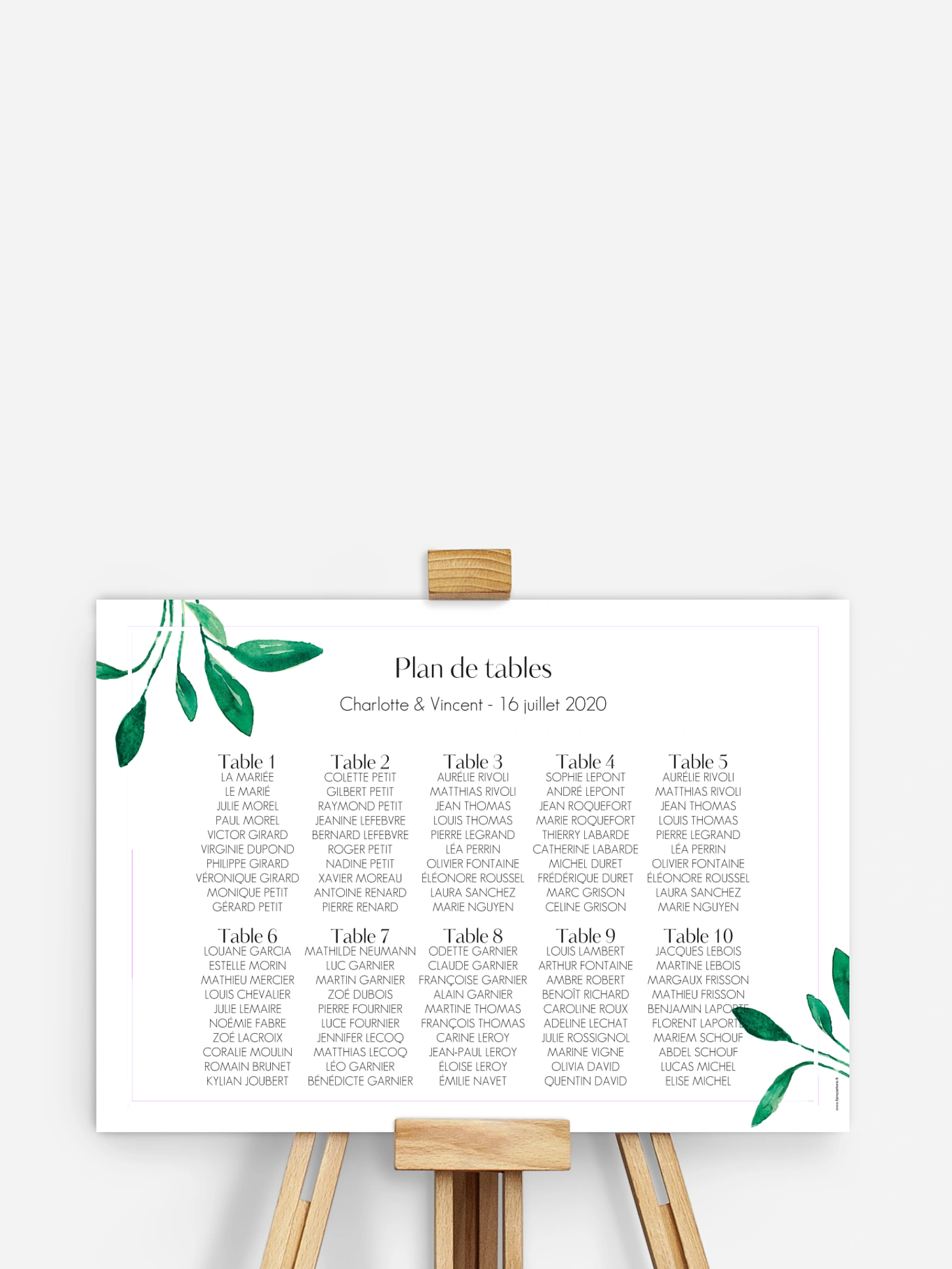 Plan de tables Botanique