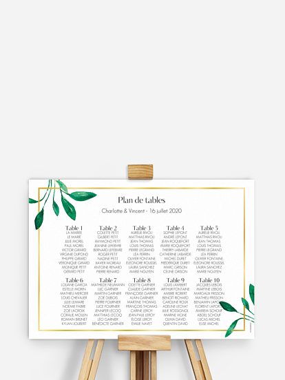 Plan de tables Botanique