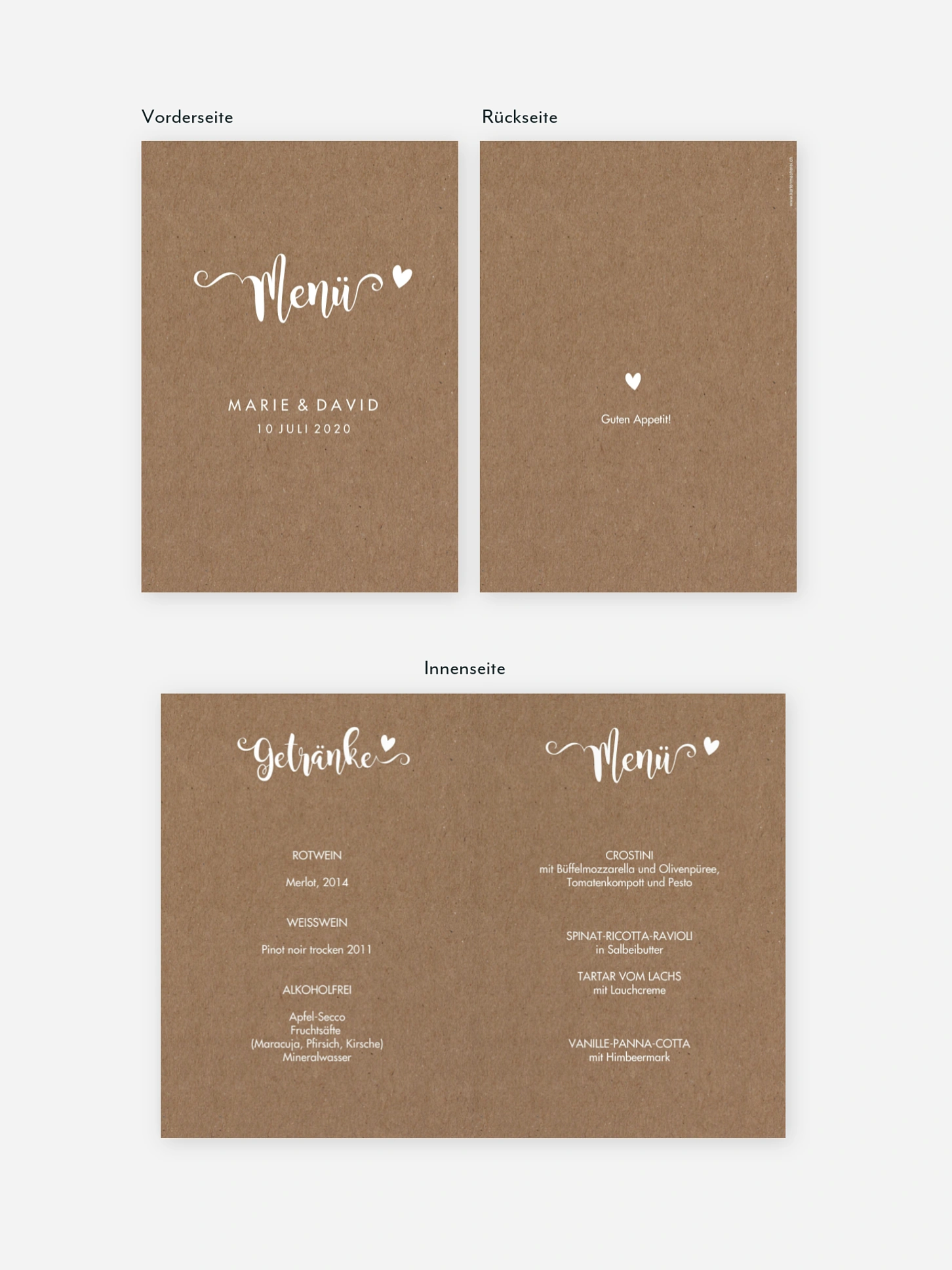 Menükarte Hochzeit Wild Love