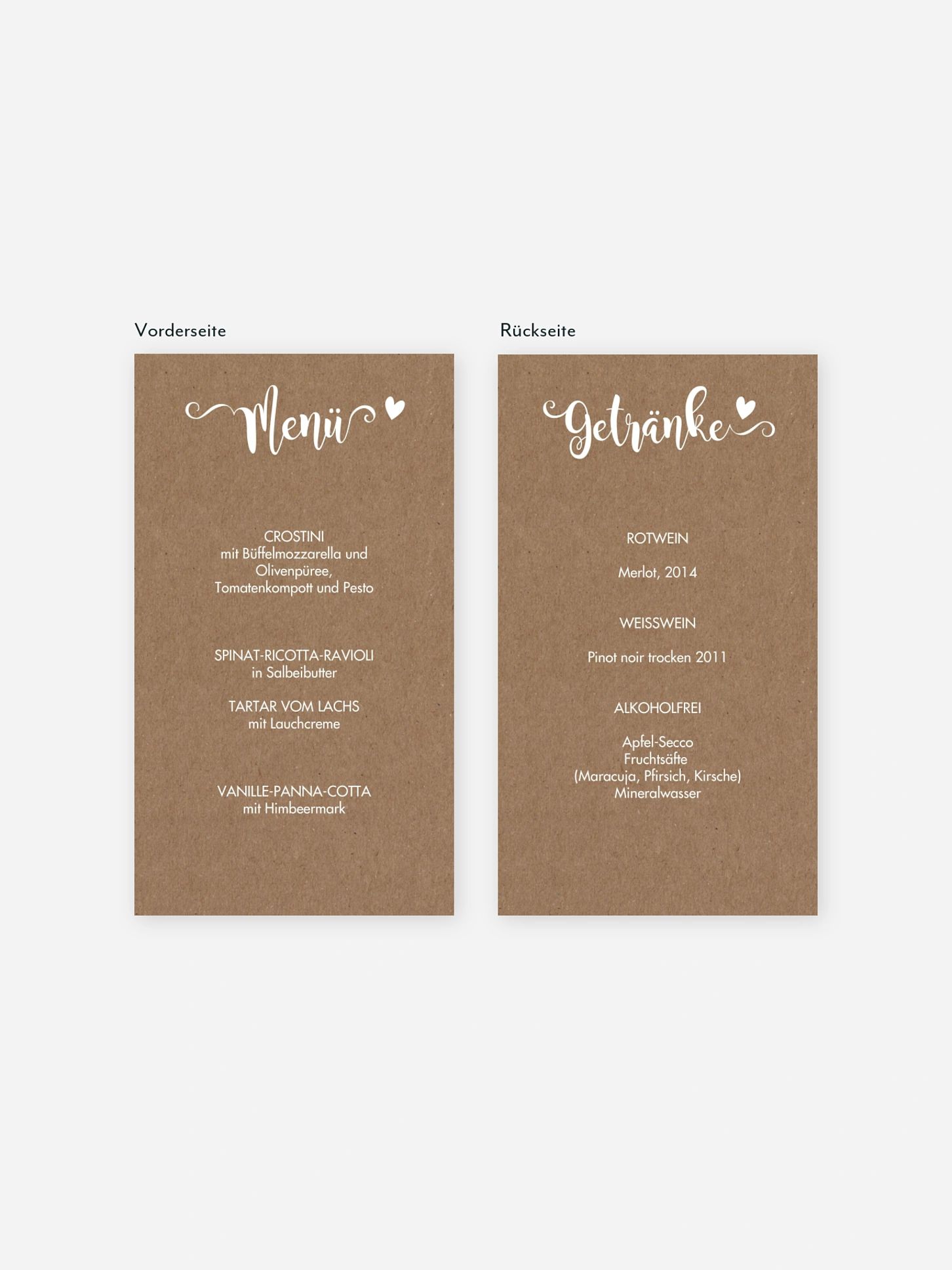 Menükarte Hochzeit Wild Love