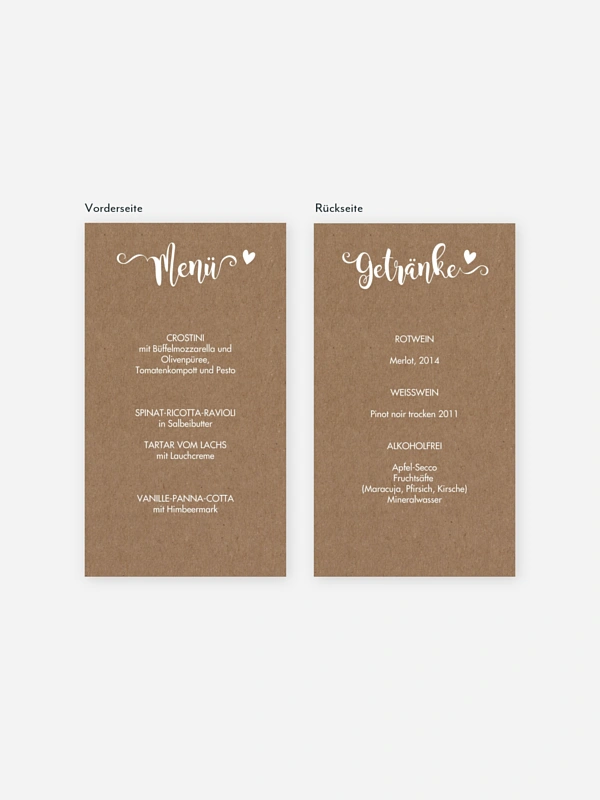 Menükarte Hochzeit Wild Love