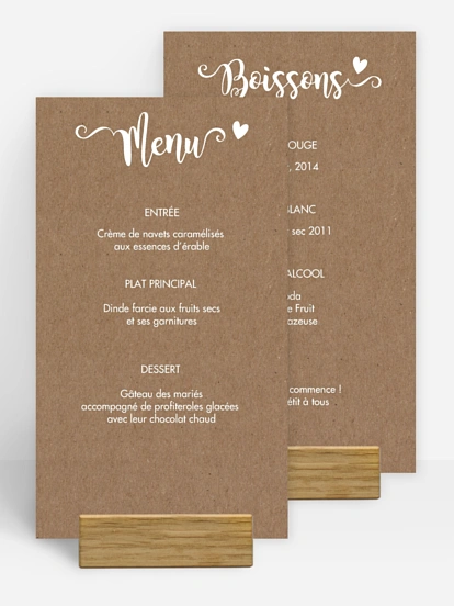 Menu mariage Wild Love