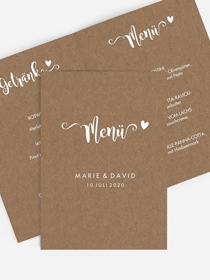 Menükarte Hochzeit Wild Love