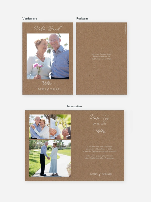 Danksagung zur Goldenen Hochzeit Lovely Romance