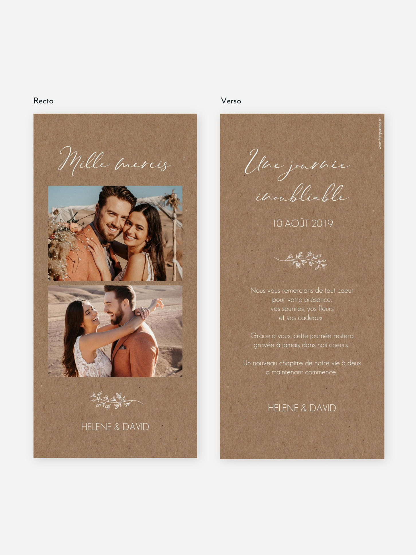 Carte de remerciements Lovely Romance