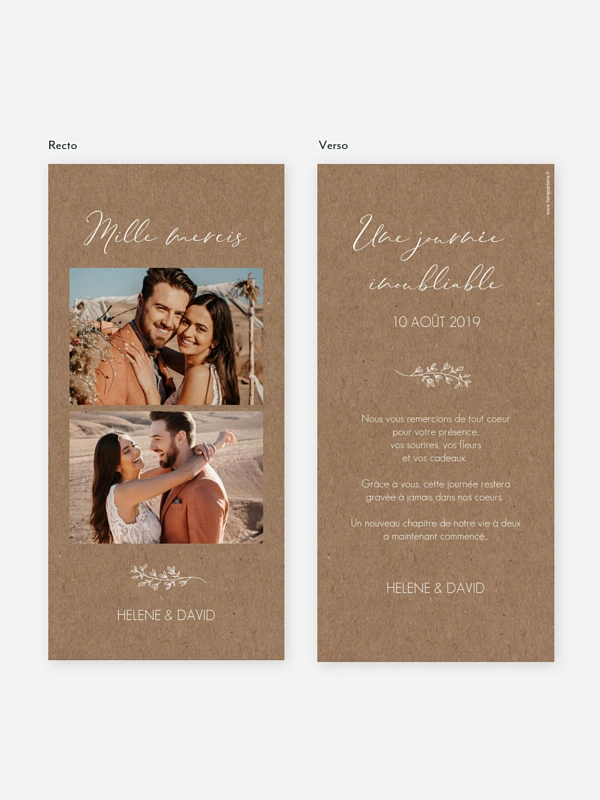 Carte de remerciements Lovely Romance