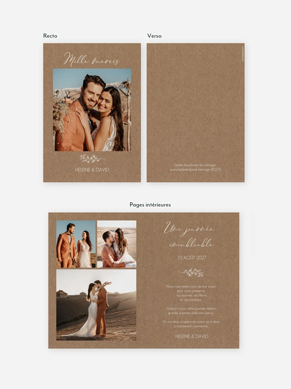 Carte de remerciements Lovely Romance