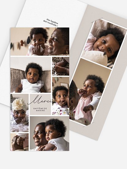 Carte remerciement baptême Lasting Memories