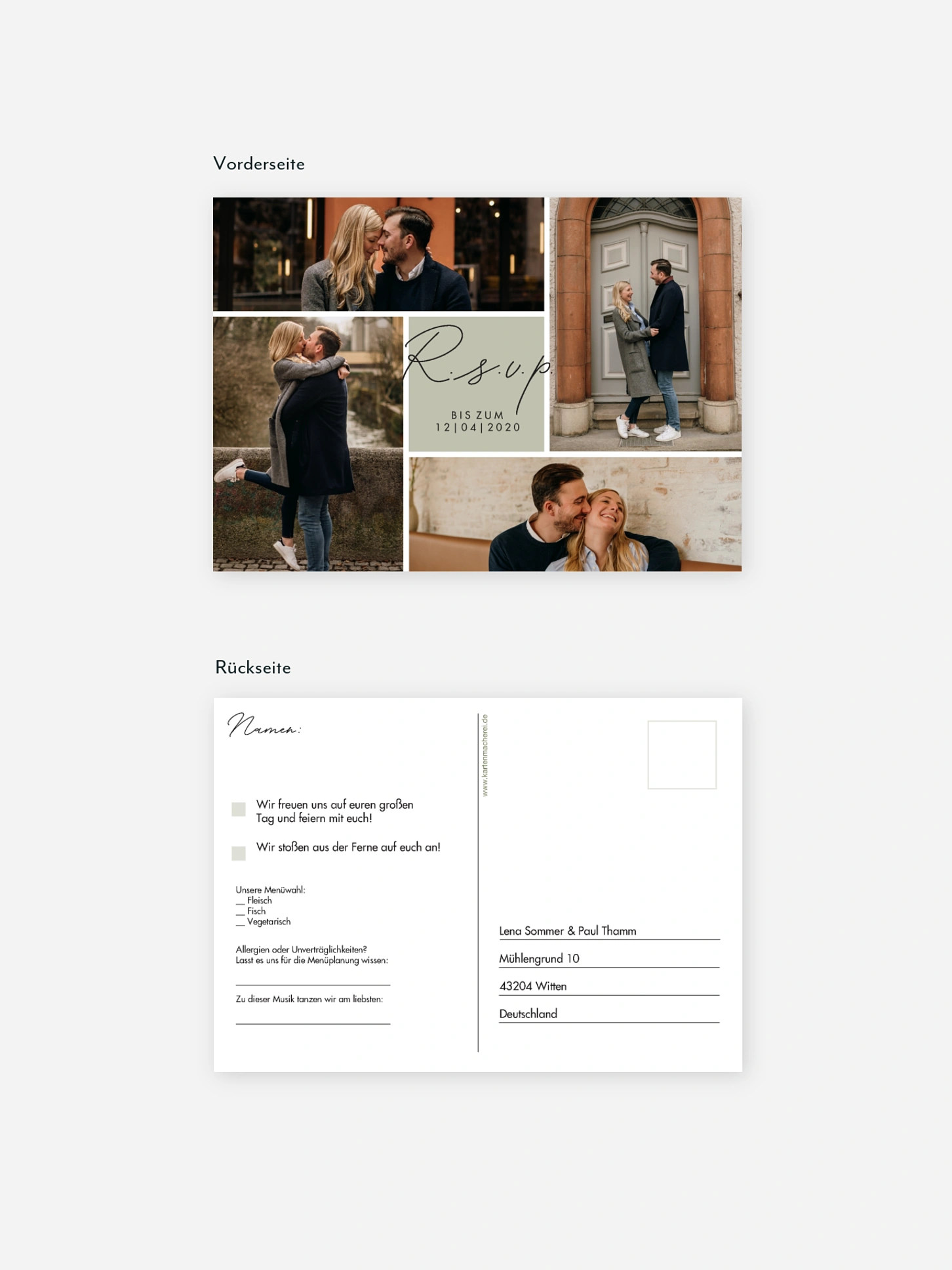 Antwortkarte Hochzeit Lasting Memories