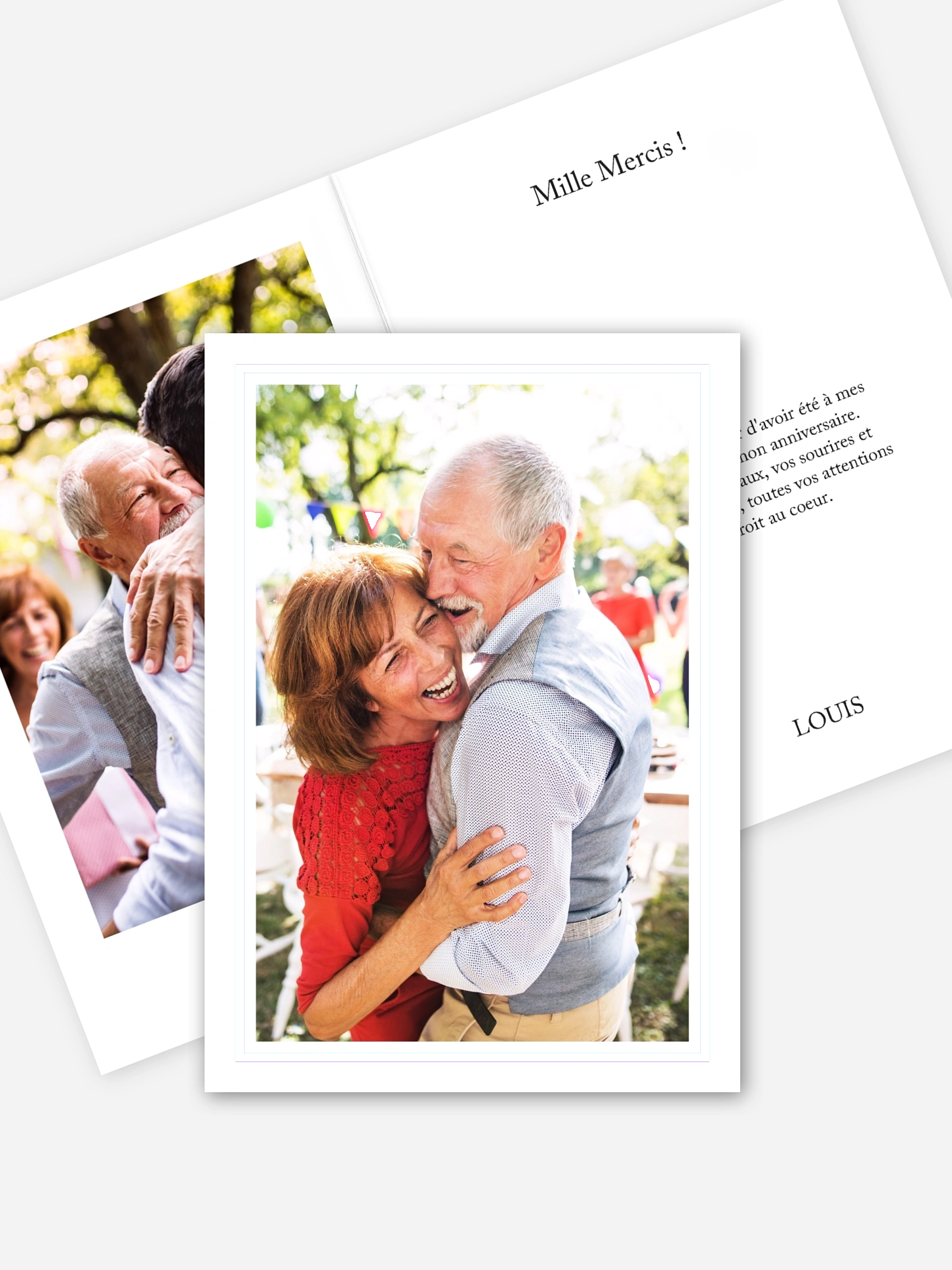Carte remerciement anniversaire Golden Love Premium