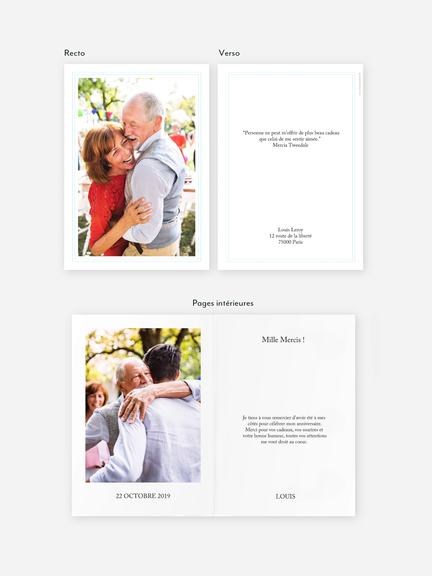 Carte remerciement anniversaire Golden Love Premium